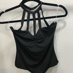 black halter bodysuit